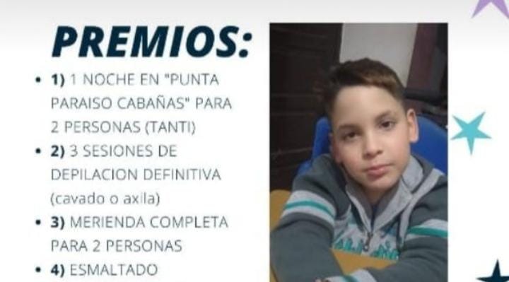 Rifa a beneficio para Santino, un vecino de Carlos Paz que necesita una intervención quirúrgica