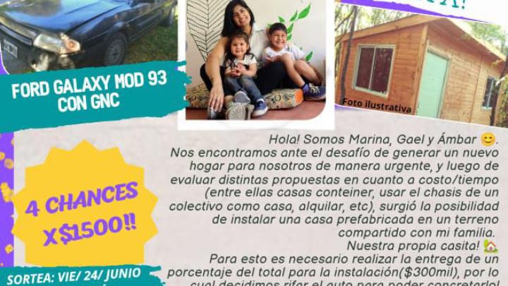 Rifa su auto para poder construir su nuevo hogar en Tanti